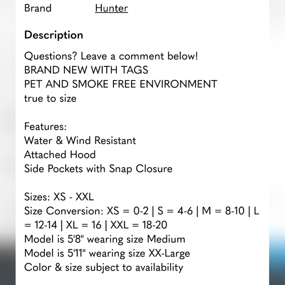 Hunter Ladies' water resistant cotton smock jacket nwt - Picture 6 of 7